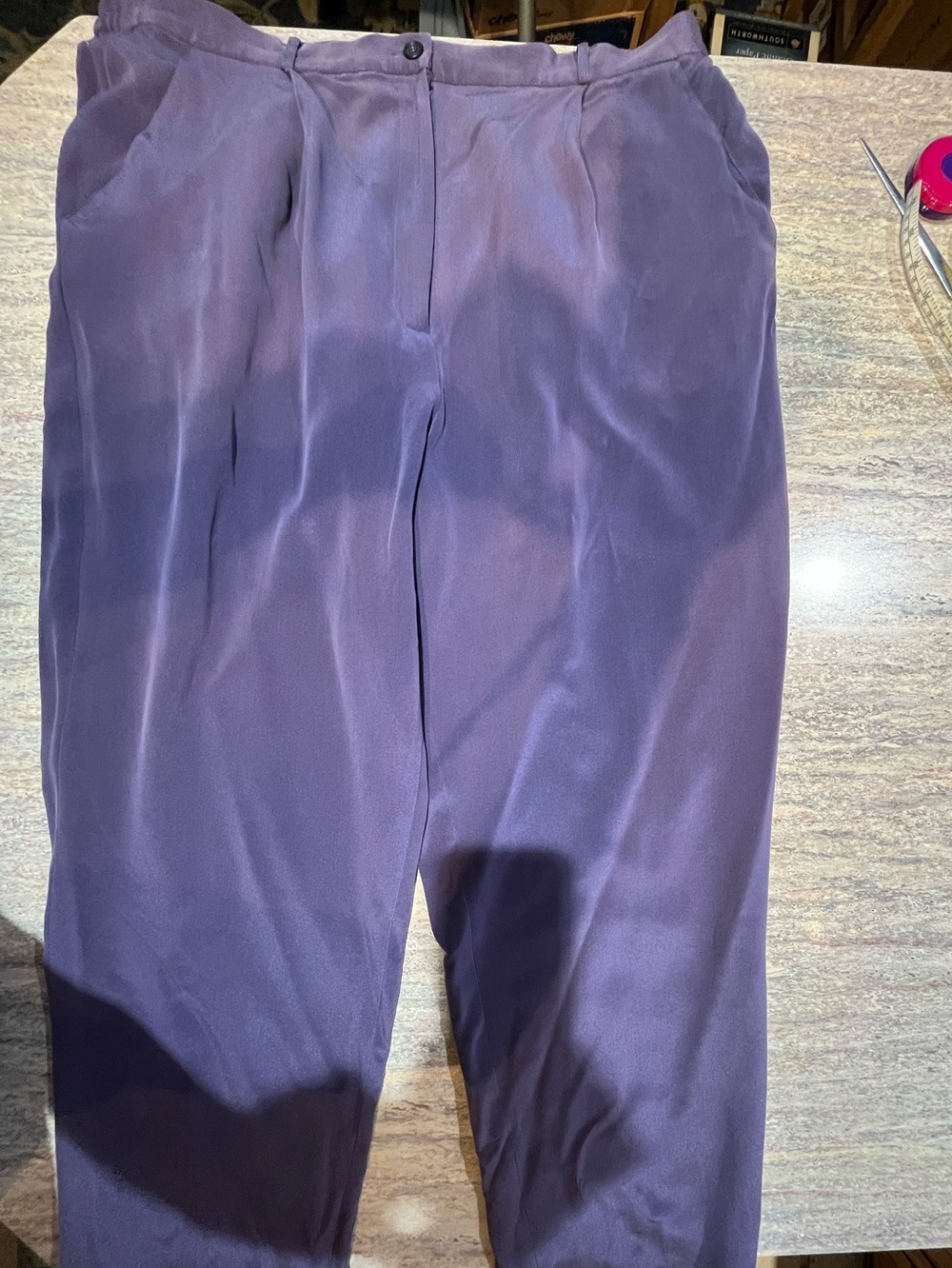 Style & Co. 100% Silk Deep Purple 18W Dress Pants EUC